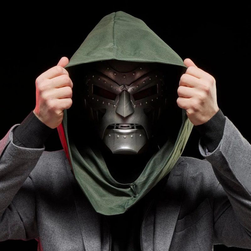 Doctor Doom mask worn by an adult