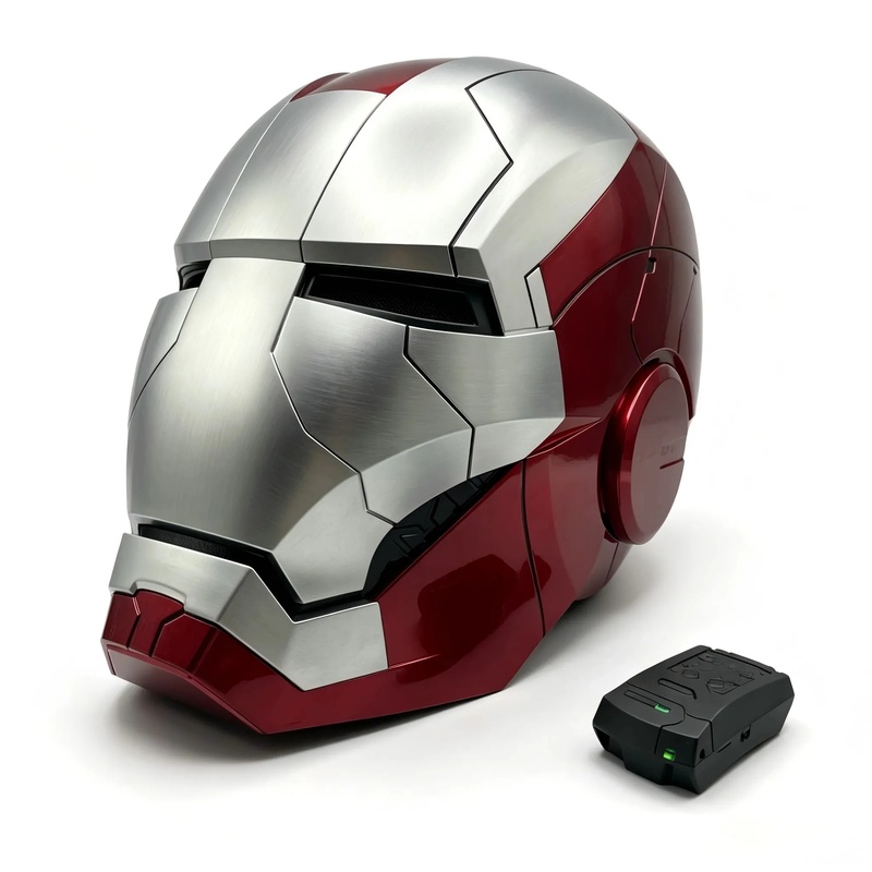 Iron Man MK5 Red/Silver Helmet – 1:1 Wearable Jarvis Voice Control Mask