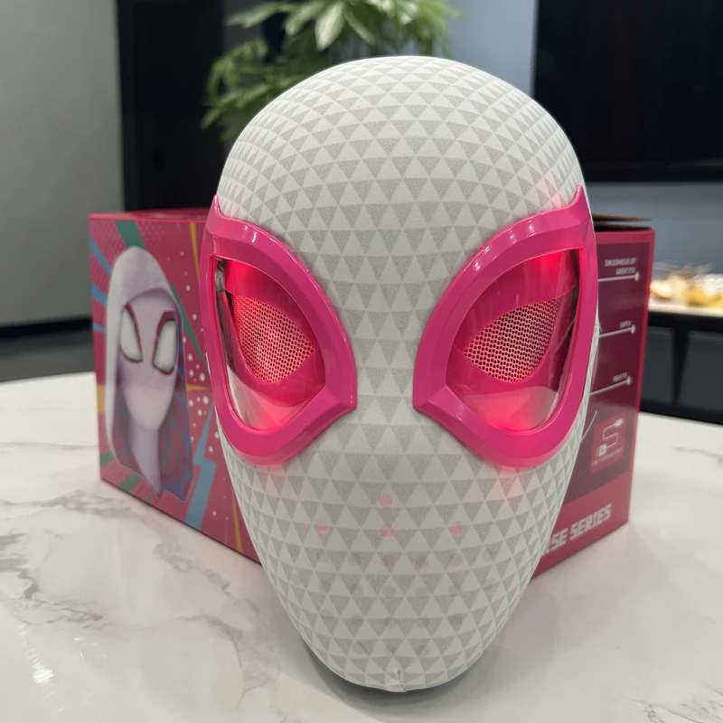 Gwen Stacy Spider-Man Mask – Moving Eyes, Remote & Removable Lenses