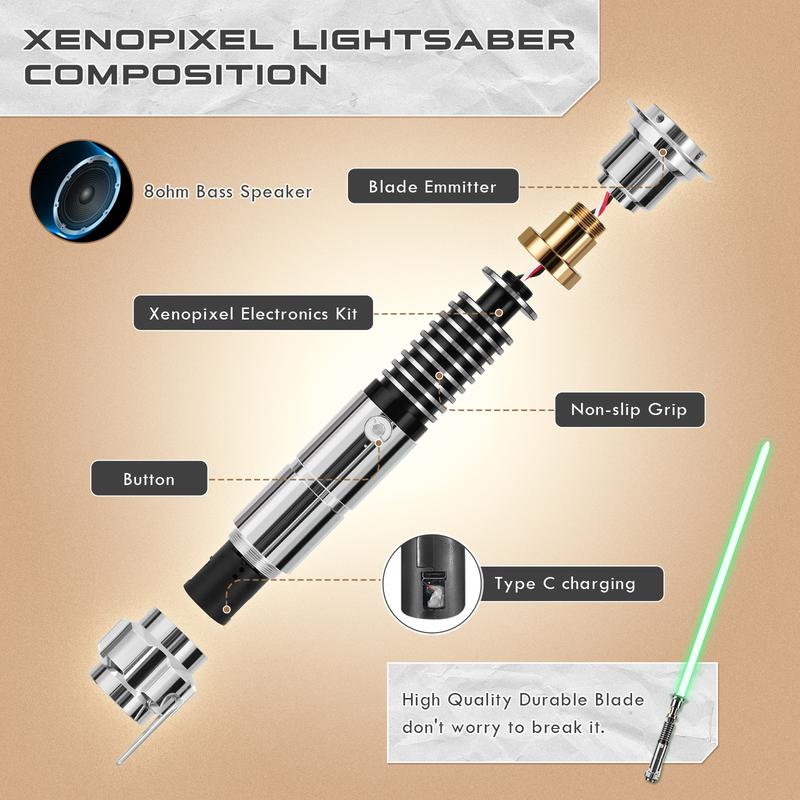 Luke Skywalker lightsaber V2 Smooth Swing Motion Control Metal Hilt 27cm 016