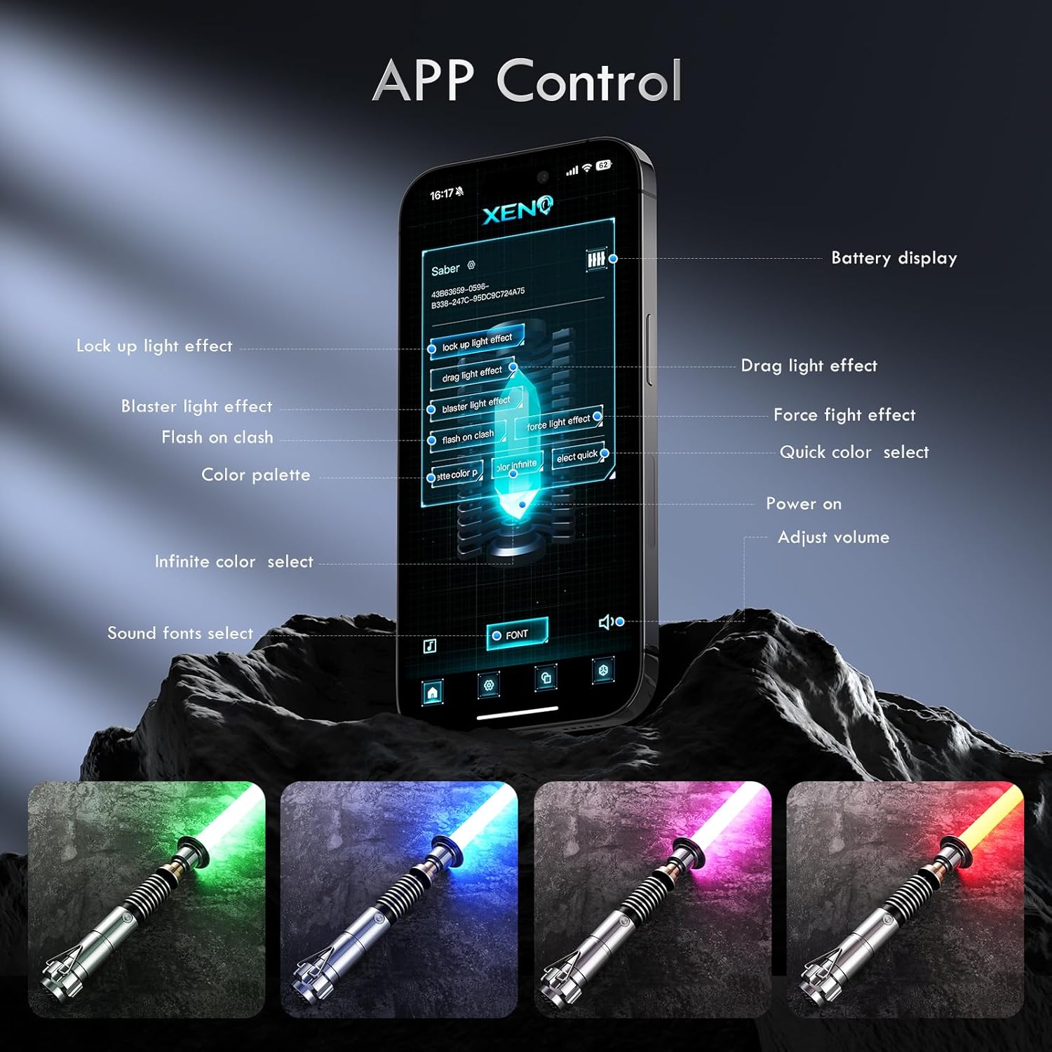 Luke Skywalker lightsaber V2 Smooth Swing Motion Control Metal Hilt 27cm 016