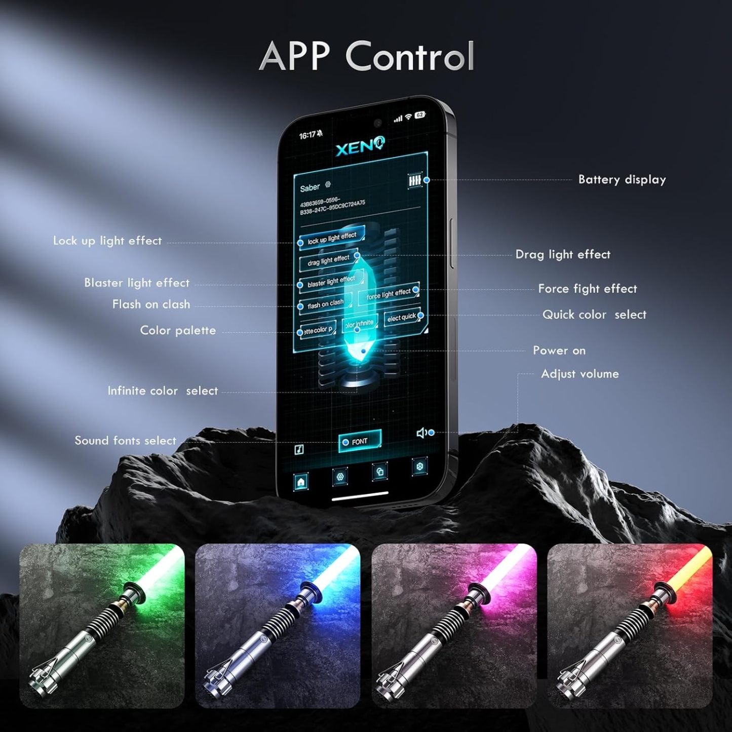 Luke Skywalker lightsaber V2 Smooth Swing Motion Control Metal Hilt 27cm 016