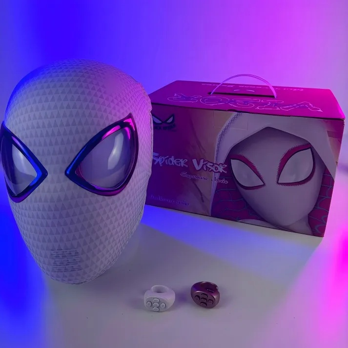 Miles Morales &Gwen Stacy Spiderman Mask with Blinking Led Eyes Remote Control