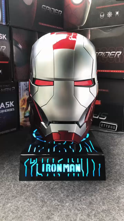 [NEW] Iron Man MK5 Helmet – Silver Edition | Voice Control + Remote + Touch Activated Electronic Mask, 1:1 Wearable Collectible