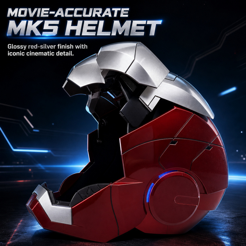 Iron Man MK5 Red/Silver Helmet – 1:1 Wearable Jarvis Voice Control Mask