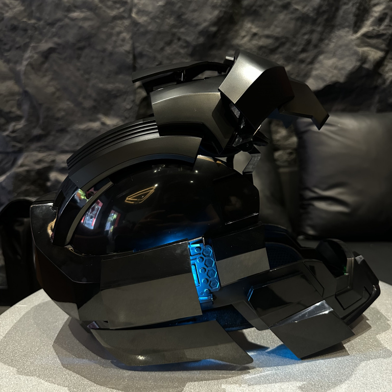 Black MK17 Heartbreaker Iron Man helmet collectible for fans