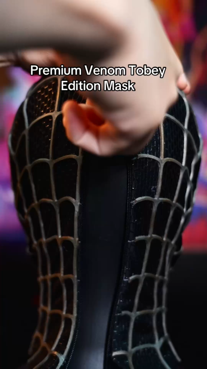 Premium丨Tobey Spider-Man Venom Mask – Handcrafted Full Head Shell, 3D Web