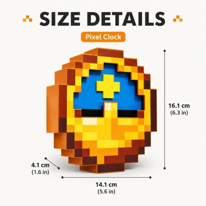 【NEW】Pixel Wall Clock Retro LED Display Day & Night Switching Gamer Room Hanging Decor Clock