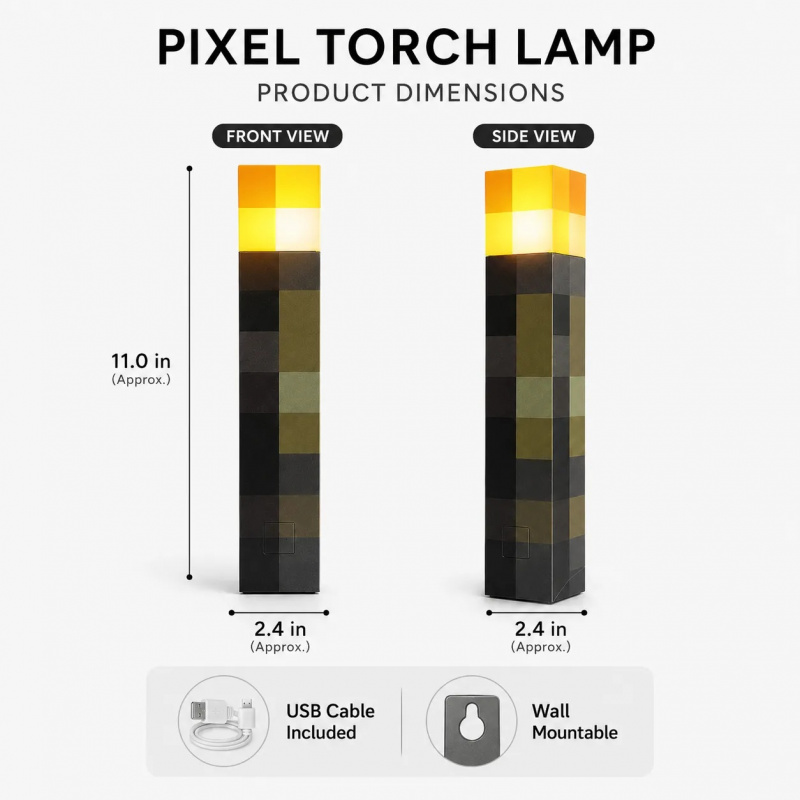 USA STOCK丨Pixel Gaming Night Lights Torch & 11 Colors Diamond Sword Lamp