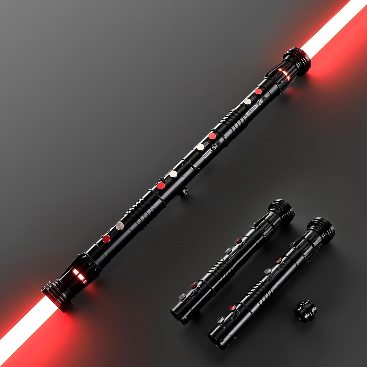 Double Blade Light Up Saber Motion Control Dueling Light Saber 2 In 1 Metal Hilt