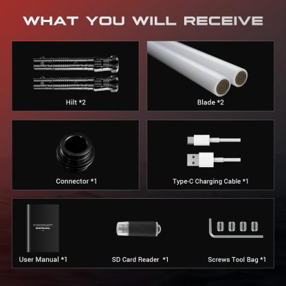 Double Blade Light Up Saber Motion Control Dueling Light Saber 2 In 1 Metal Hilt