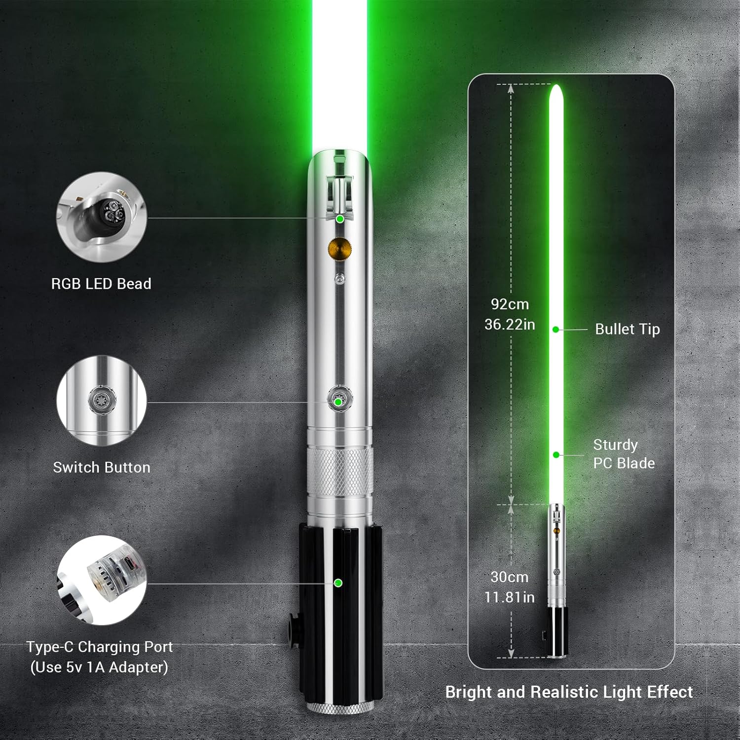 Anakin Skywalker Lightsaber Smooth Swing Montion Control Metal Hilt 28CM