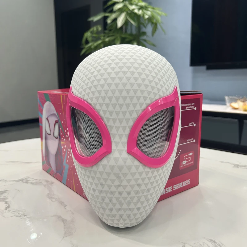 Gwen Stacy Spider-Man Mask – Moving Eyes, Remote & Removable Lenses