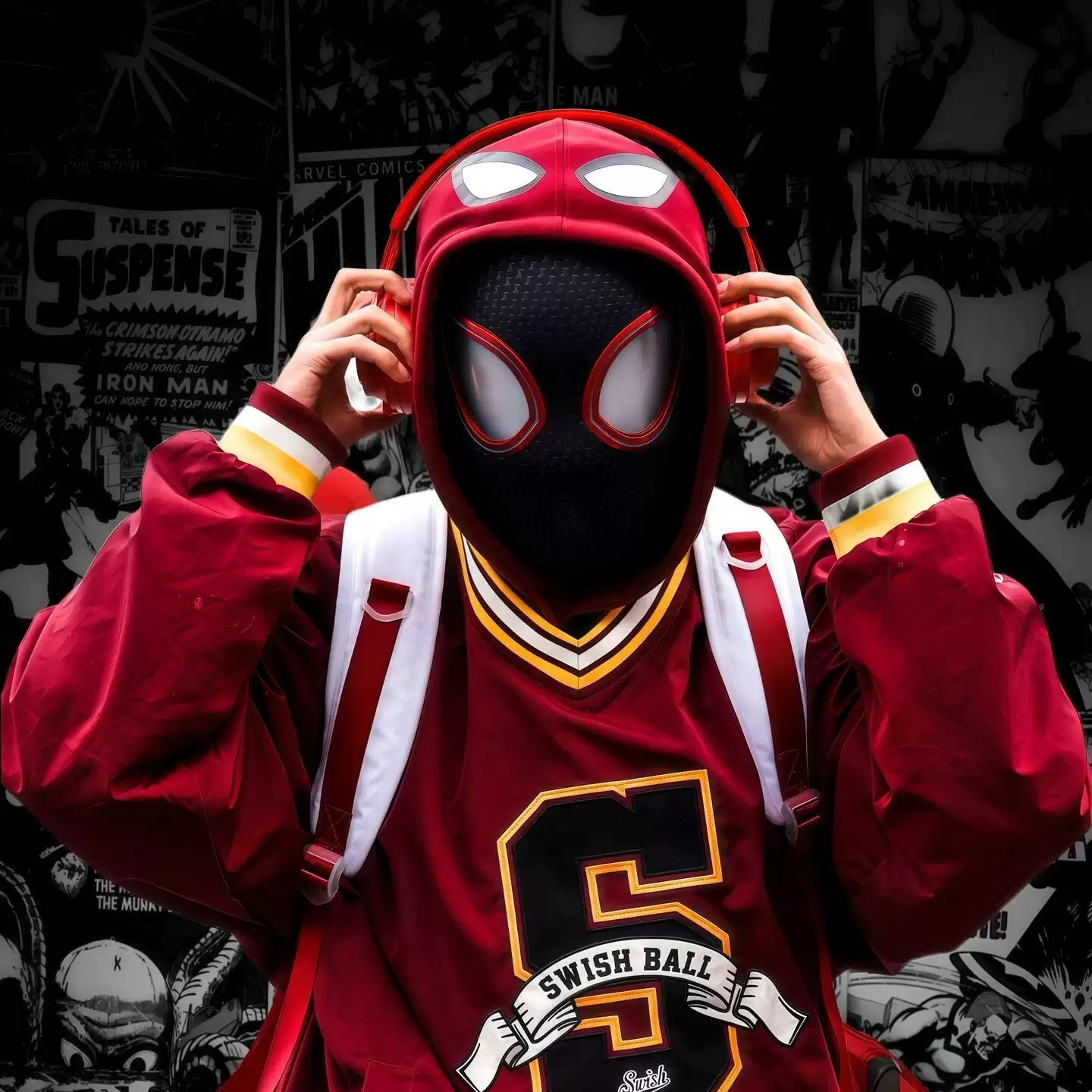 Miles Morales &Gwen Stacy Spiderman Mask with Blinking Led Eyes Remote Control