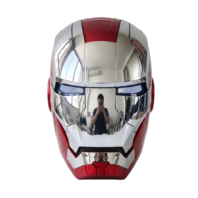 Iron Man MK5 Red/Silver Helmet – 1:1 Wearable Jarvis Voice Control Mask