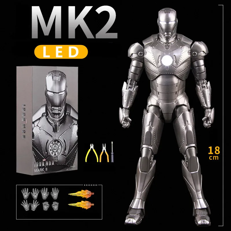 Ironman Action Figure Movable Mark Toys 7 inches Light with Chest