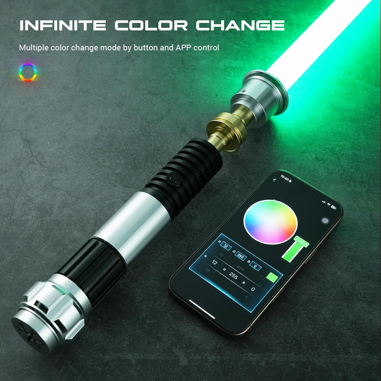 Obiwan Lightsaber Motion Control Smooth Swing with Infinite Color Metal Hilt 31.6CM