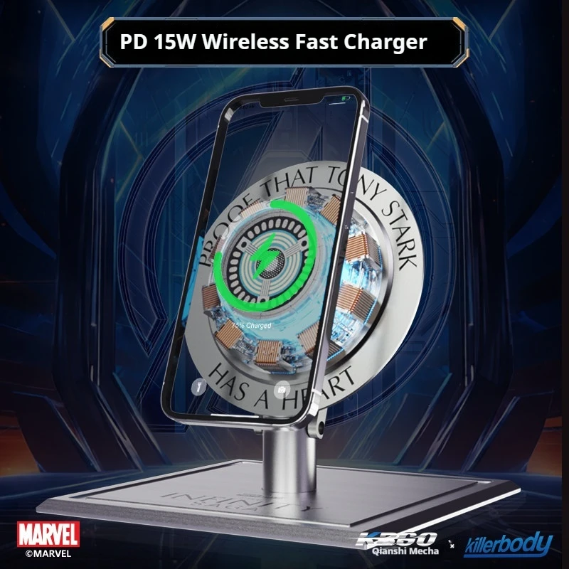 [NEW] Iron Man Arc Reactor Magnetic Wireless Charger Stand – Alloy Base Auto Inductive Lifting Phone Dock