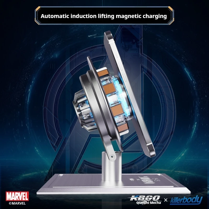 [NEW] Iron Man Arc Reactor Magnetic Wireless Charger Stand – Alloy Base Auto Inductive Lifting Phone Dock