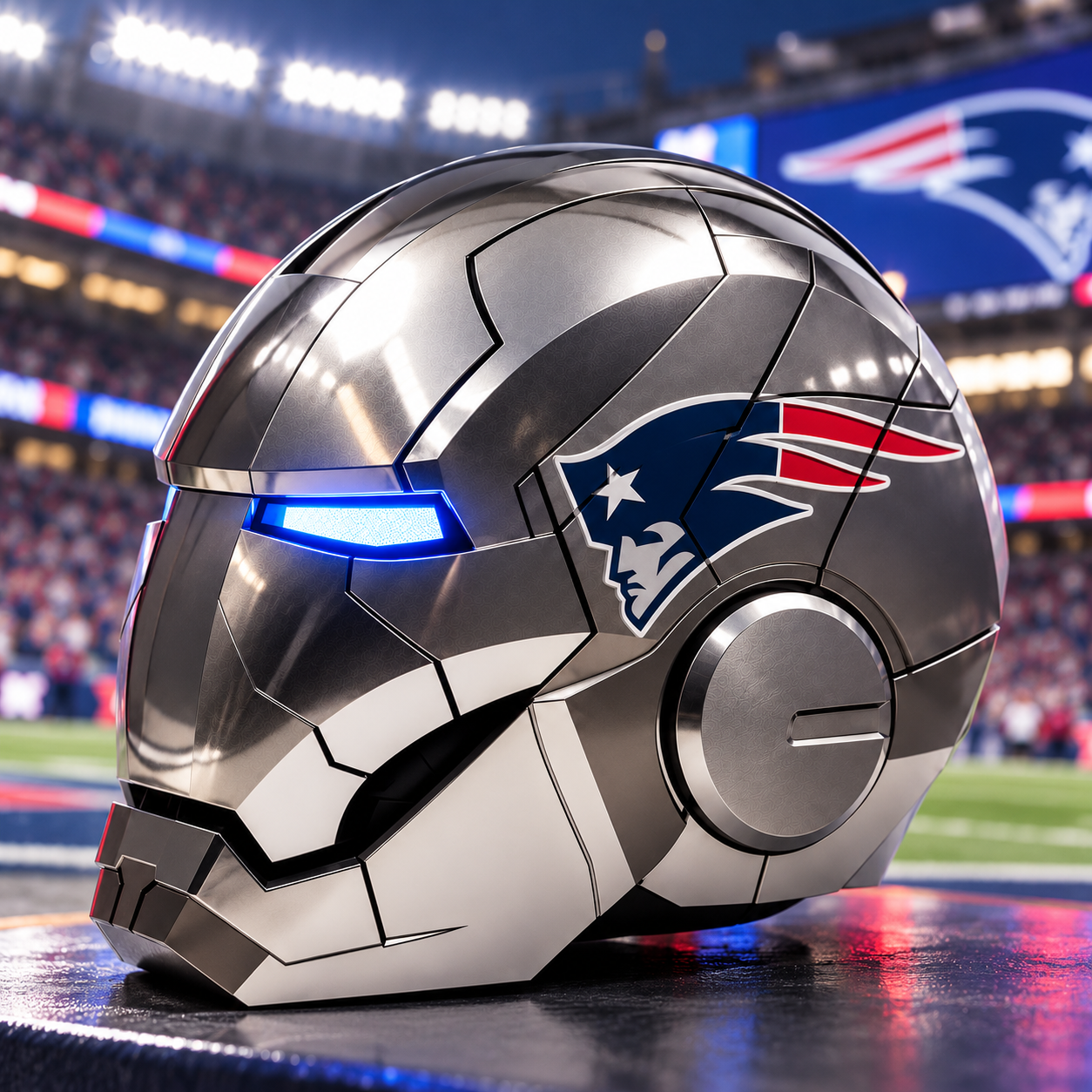 New England Patriots inspired Iron Man MK5 helmet