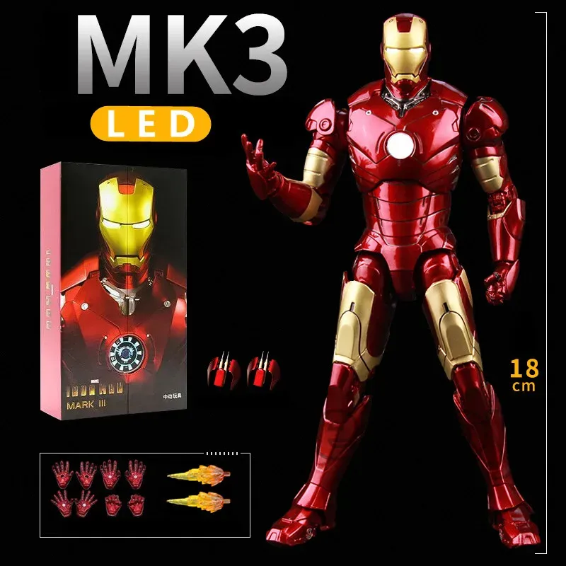 Ironman Action Figure Movable Mark Toys 7 inches Light with Chest