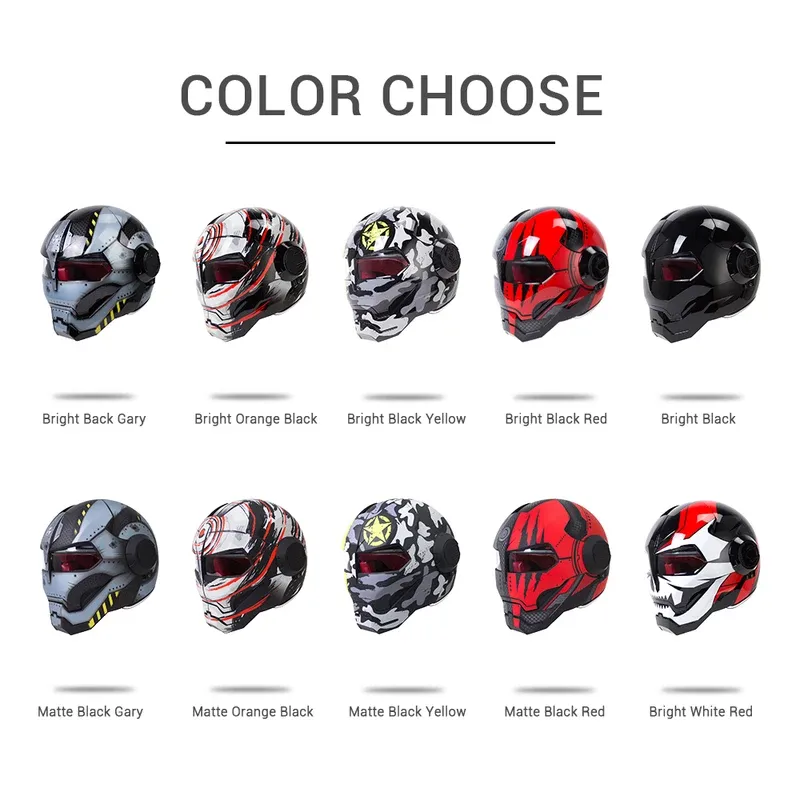 [NEW]Vintage Retro Iron Man Motorcycle Helmet – Full Face Cruiser, Chopper, Cafe Racer Motorbike Helmet