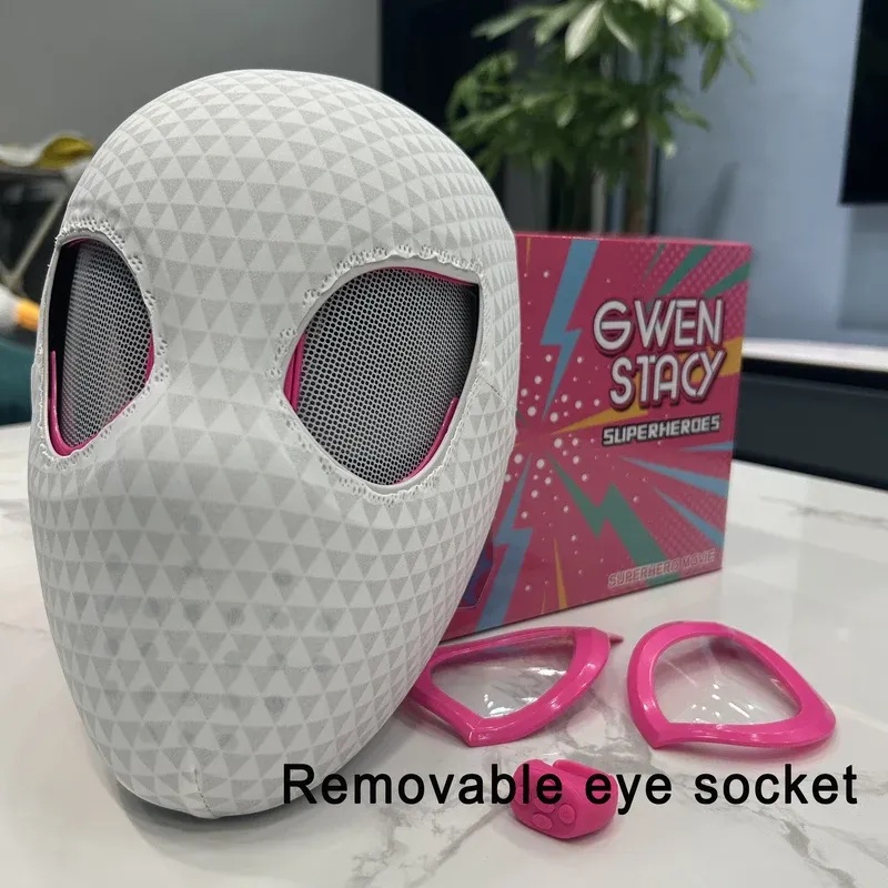 Miles Morales &Gwen Stacy Spiderman Mask with Blinking Led Eyes Remote Control