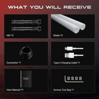 Double Blade Light Up Saber Motion Control Dueling Light Saber 2 In 1 Metal Hilt