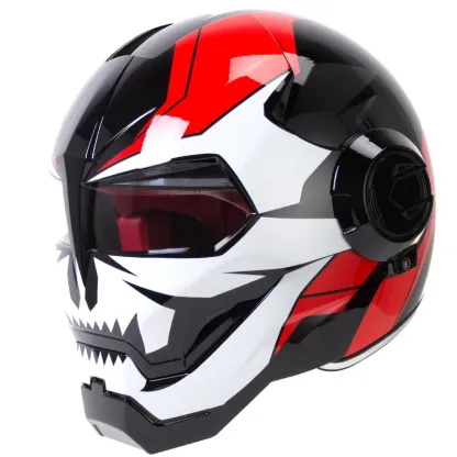 [NEW]Vintage Retro Iron Man Motorcycle Helmet – Full Face Cruiser, Chopper, Cafe Racer Motorbike Helmet