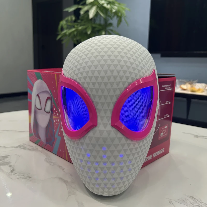 Gwen Stacy Spider-Man Mask – Moving Eyes, Remote & Removable Lenses