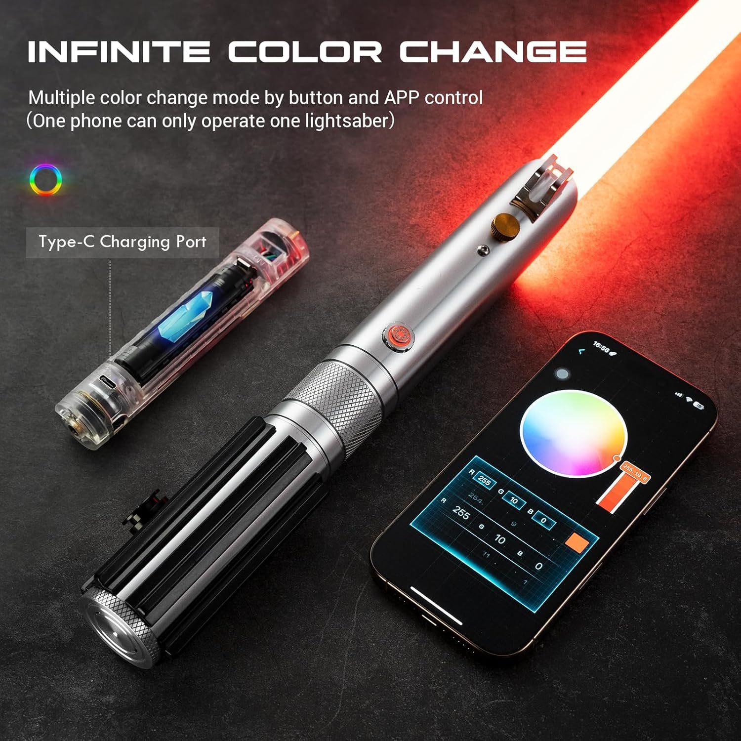 Anakin Skywalker Lightsaber Smooth Swing Montion Control Metal Hilt 28CM