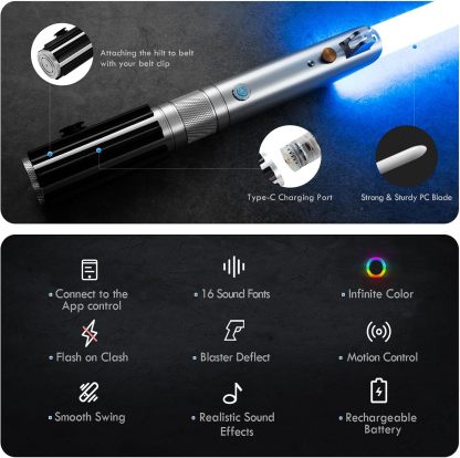 Anakin Skywalker Lightsaber Smooth Swing Montion Control Metal Hilt 28CM