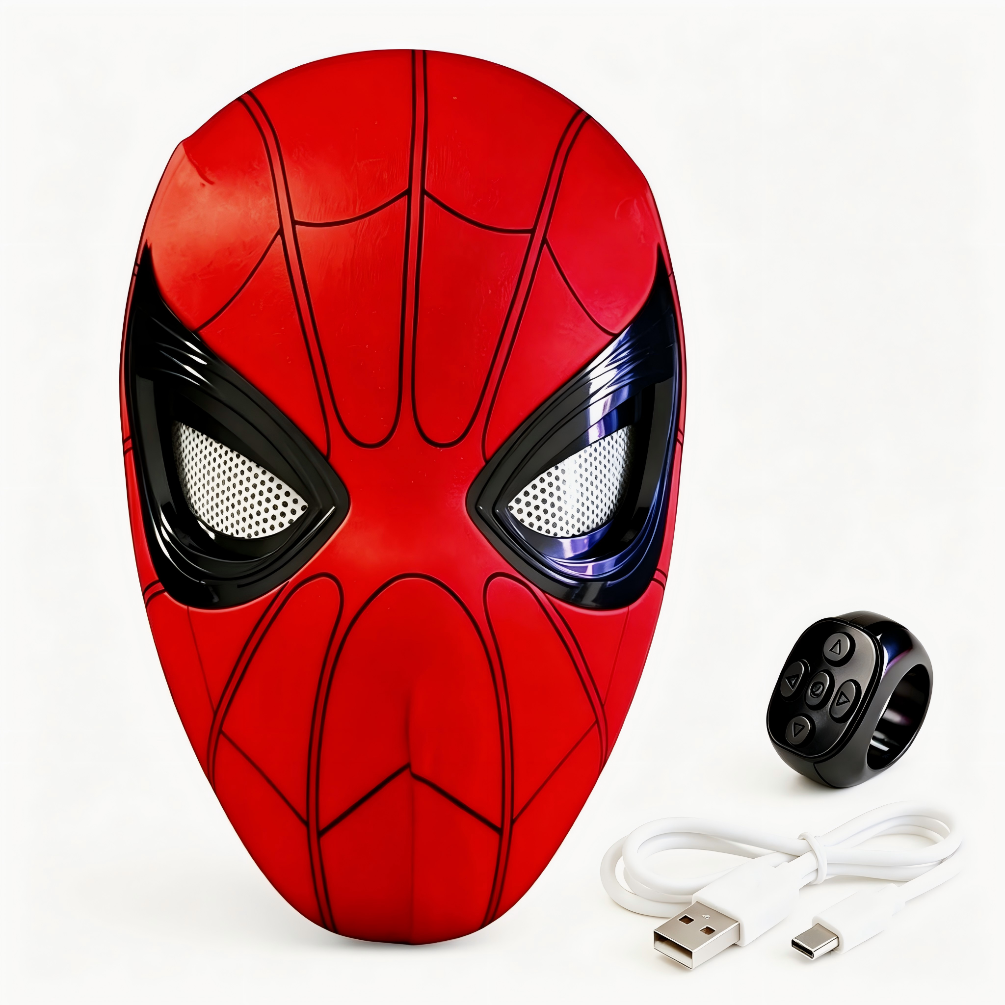 【NEW】Spiderman Mask with Moving Eyes LED Light Remote Control Cosplay Helmet Gift for Fans