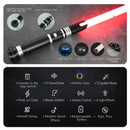 Skywalker Lightsaber App control Dueling Light Saber Metal Hilt 26CM
