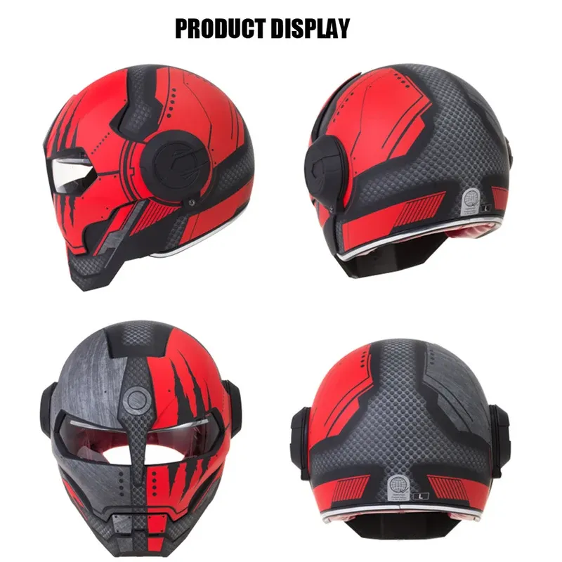 [NEW]Vintage Retro Iron Man Motorcycle Helmet – Full Face Cruiser, Chopper, Cafe Racer Motorbike Helmet