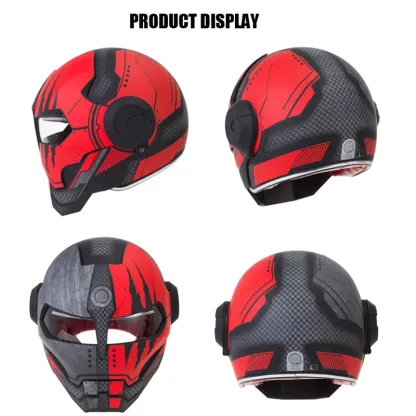 [NEW]Vintage Retro Iron Man Motorcycle Helmet – Full Face Cruiser, Chopper, Cafe Racer Motorbike Helmet