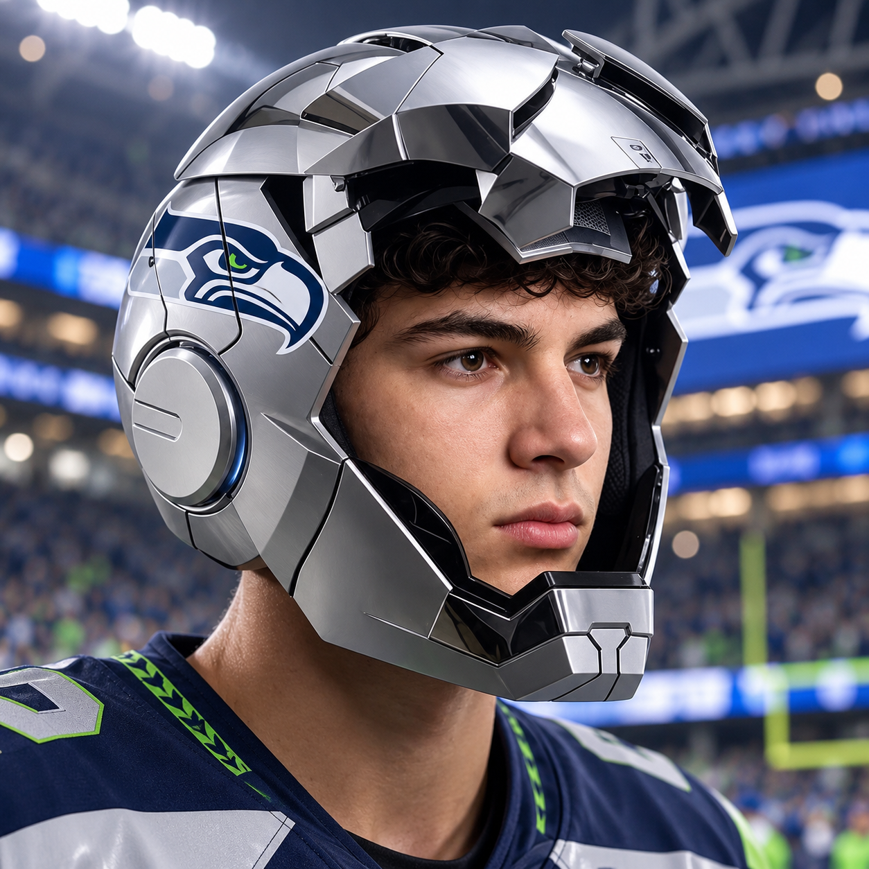 Seattle Seahawks inspired Iron Man MK5 helmet