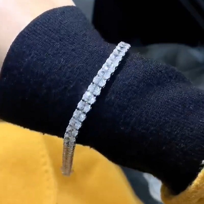 20.0 CT Tennis Hip Hop Rock Chain Bracelet Jewellery Sterling Silver White Gold Plated