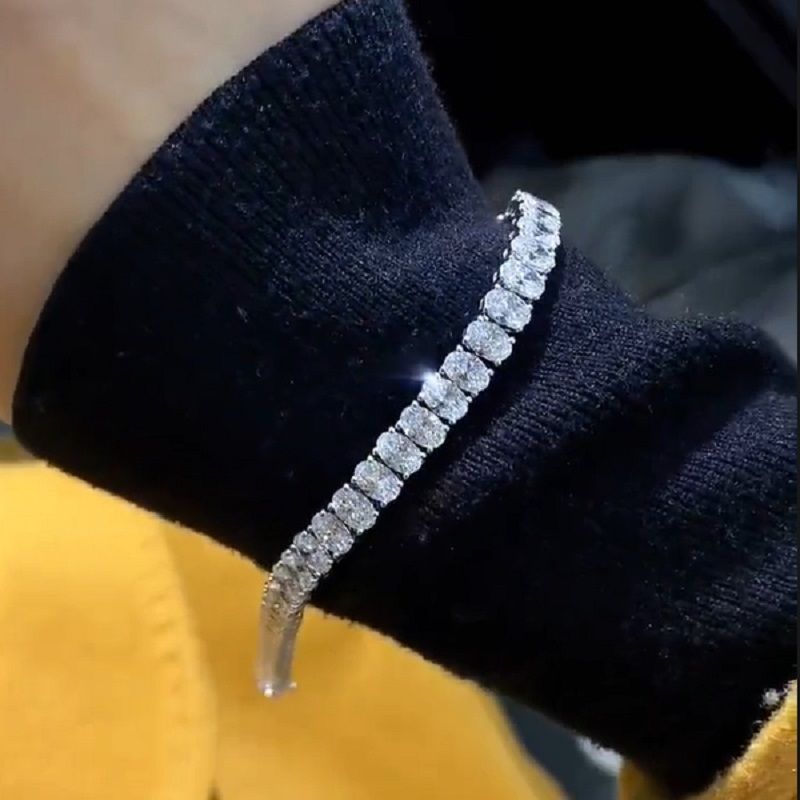 20.0 CT Tennis Hip Hop Rock Chain Bracelet Jewellery Sterling Silver White Gold Plated