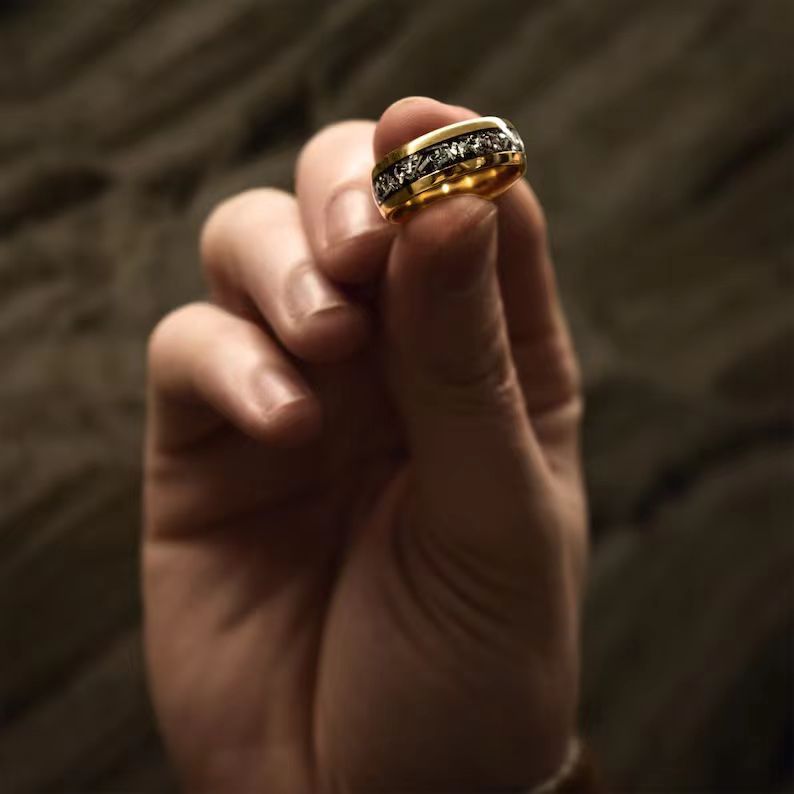 Handmade Stainless Steel Gold Ring For Men