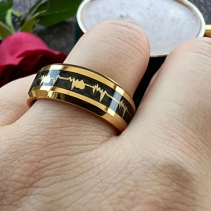 Men's Jewelry Gold Handmade Stainless Steel Ring For Men