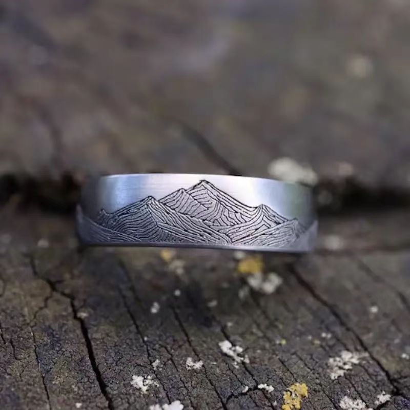 Landscape Ethnic Style Stainless Steel Handmade Ring For Men