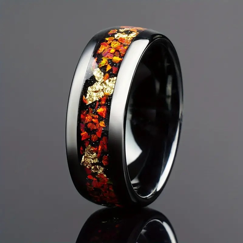 Maple leaves Style 8mm Handmade Ring For Men