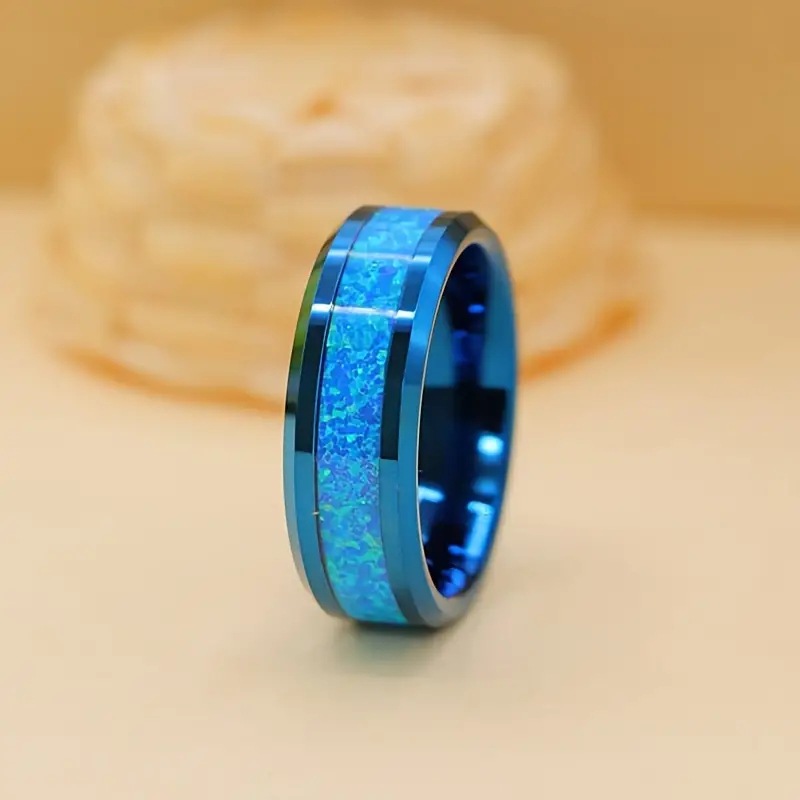 Handmade Blue Sequins Ring For Men