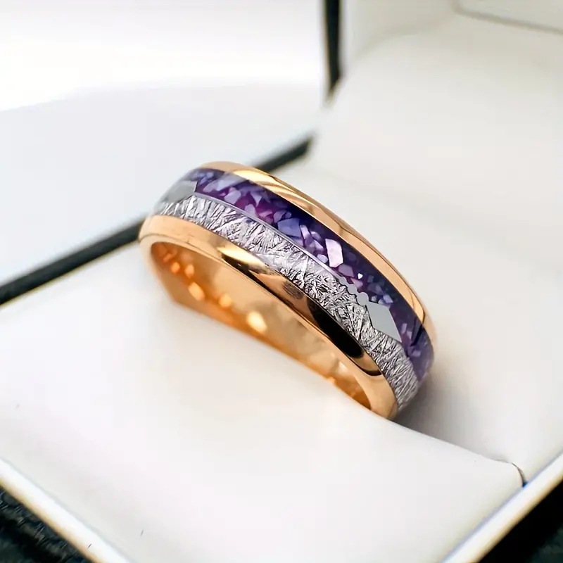 Handmade Purple And Silk Ring For Men