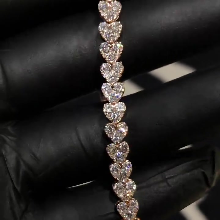 12.35ct Heart Cut White Sapphire Men's Wrist Chain Bracelet