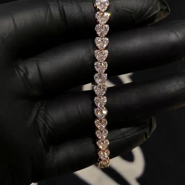 12.35ct Heart Cut White Sapphire Men's Wrist Chain Bracelet