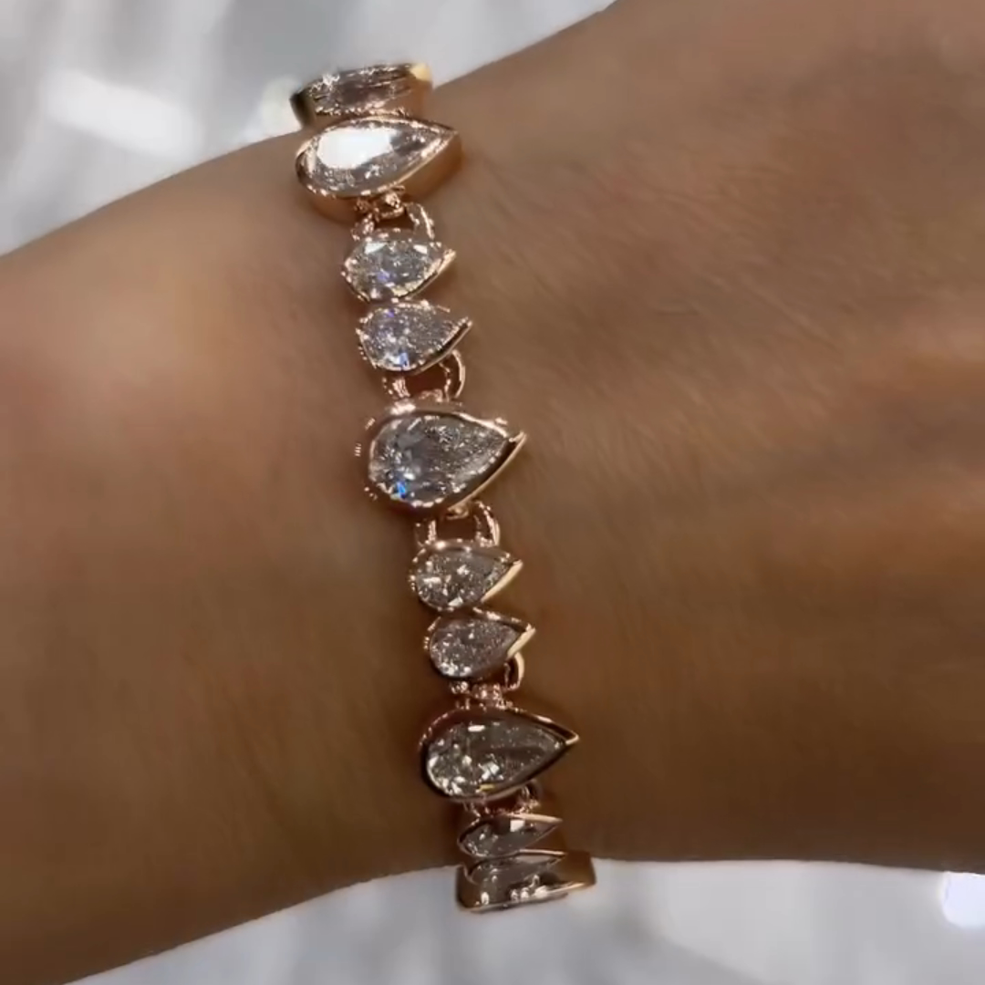 18ct pear-shaped sterling silver rose gold plated handmade luxury bracelet