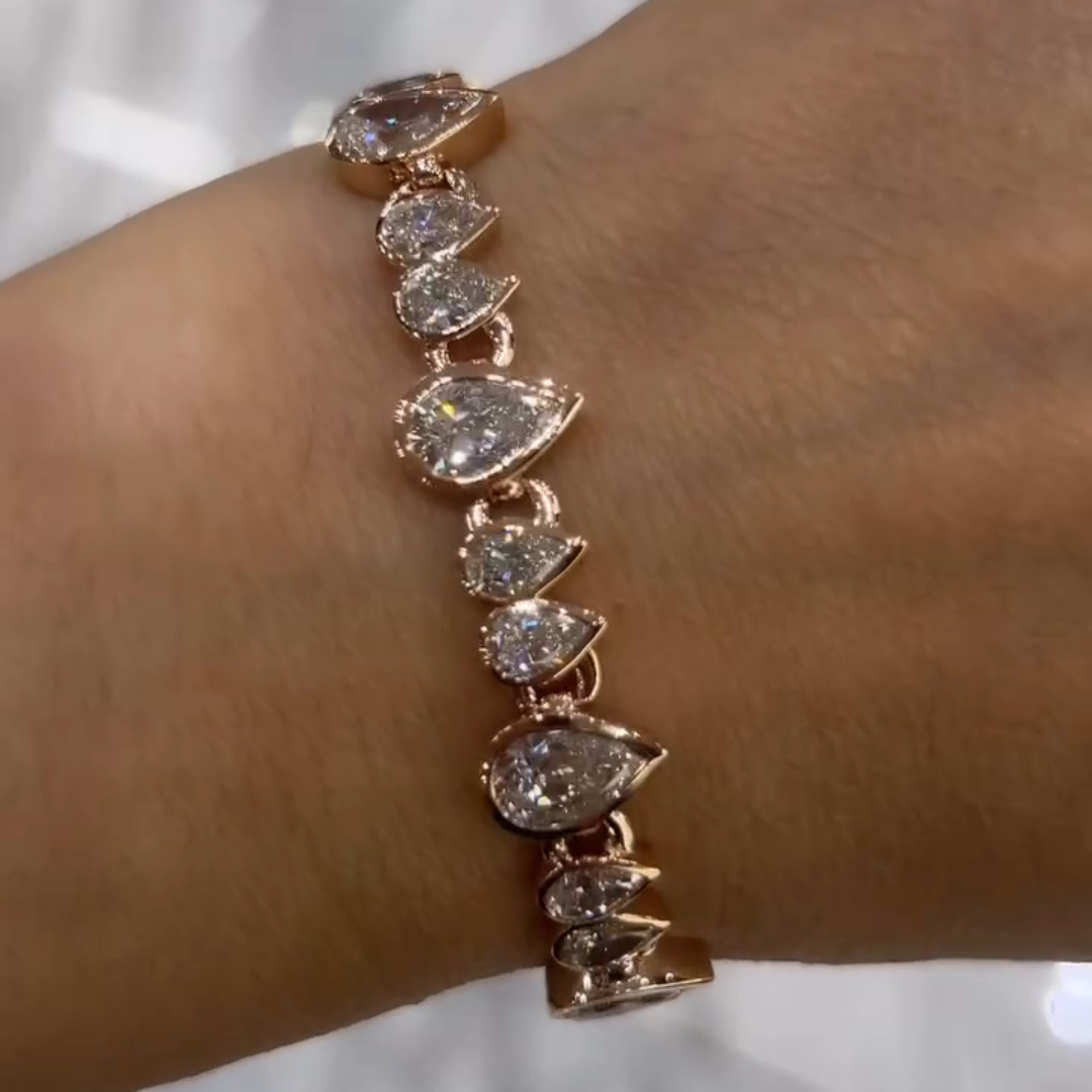 18ct pear-shaped sterling silver rose gold plated handmade luxury bracelet