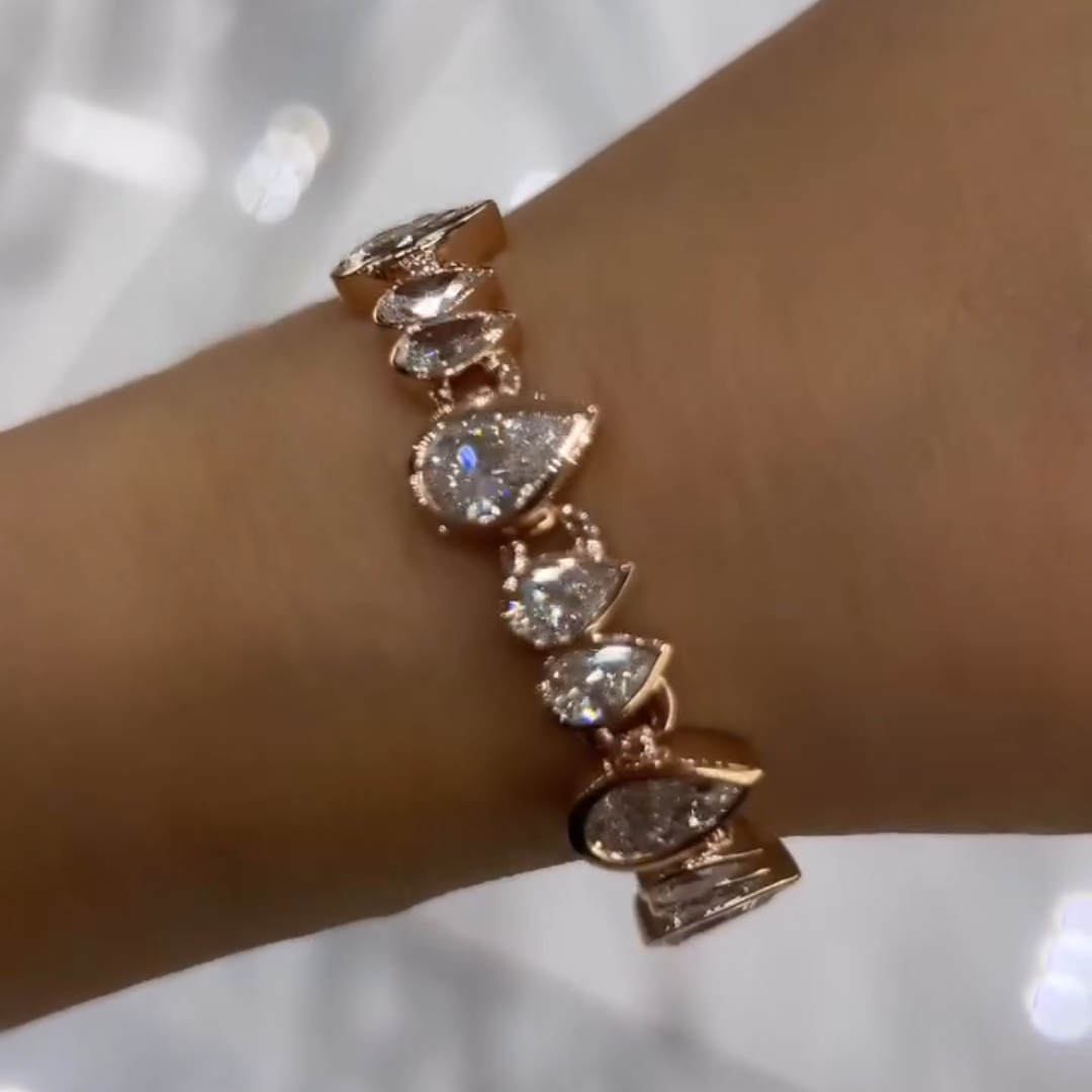 18ct pear-shaped sterling silver rose gold plated handmade luxury bracelet